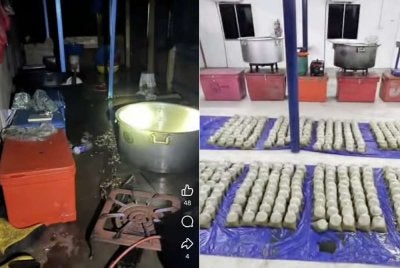 Garaj sebuah rumah sewa di Tanah Putih di sini dipercayai dijadikan tempat memproses dan menjual air ketum.