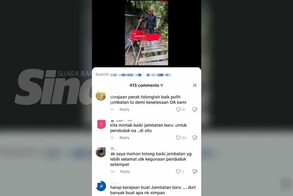 Keadaan jambatan sepanjang kira-kira 50 meter itu mendapat perhatian di media sosial susulan paparan video lokasi penemuan yang disiarkan Sinar Harian.