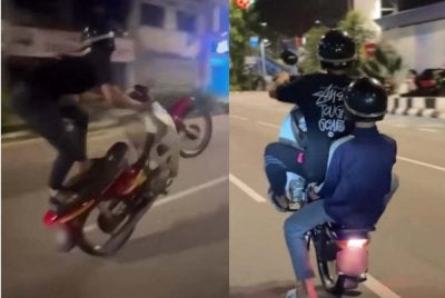 Rakaman penunggang motosikal melakukan aksi wheelie’ tular di media sosial.