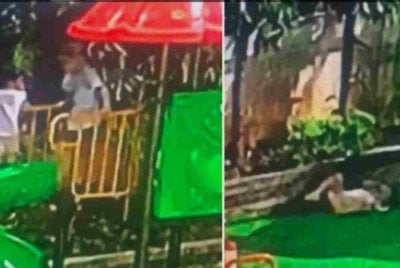 Seorang kanak-kanak perempuan dilaporkan mengalami kecederaan serius selepas didakwa ditolak dari sebuah papan gelongsor di taman permainan. Foto Znews.