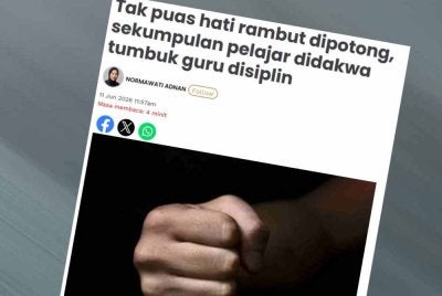 Laporan Sinar Harian mengenai insiden melibatkan seorang guru disiplin dan sekumpulan pelajar di sebuah sekolah di Kuala Kangsar.