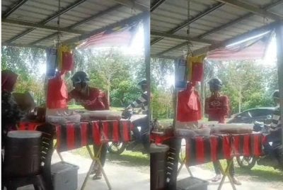 Foto tular dua beradik yang menyamar sebagai pelanggan sebelum melarikan sebuah peti wang mengandungi wang tunai RM300 serta sebuah telefon bimbit milik peniaga gerai dalam kejadian 21 Mei lalu.