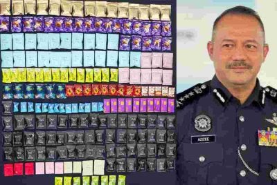 Dadah yang dirampas menerusi serbuan di sekitar Seberang Perai Tengah (SPT) pada Selasa dan Rabu lalu. Gambar kanan: Azizee