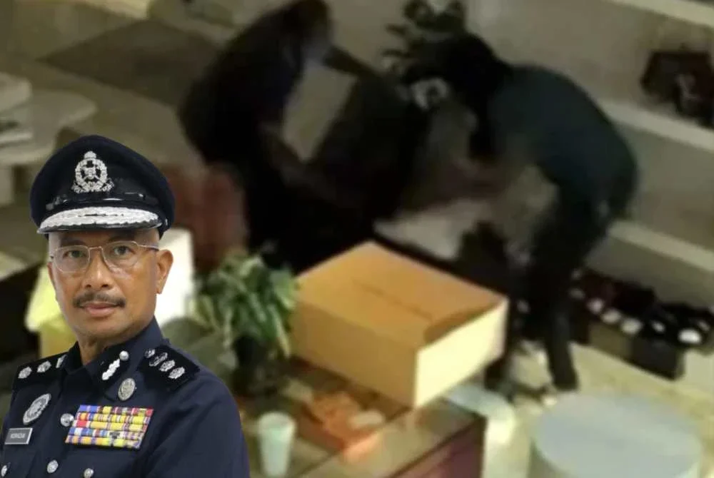 Tangkap layar rakaman tular memaparkan kegiatan individu mencuri beg tangan mewah di sebuah premis perniagaan di pusat beli-belah di Cyberjaya. - Gambar kecil (Norhizam)