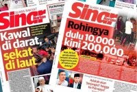 Laporan muka depan Sinar Harian berhubung isu Rohingya. 