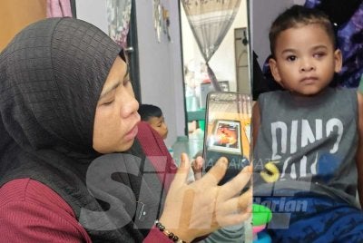 Nurul Darvina menunjukkan mata Dayyan yang sudah dibedah pada Mei lalu.