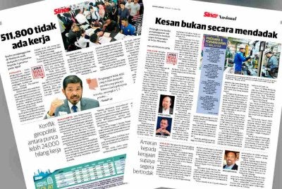 Laporan Sinar Harian pada Jumaat. 