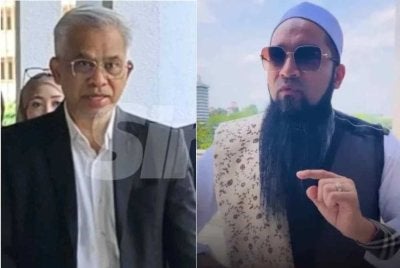 Tokoh kewangan Islam, Tan Sri Dr Mohd Daud Bakar (kiri) dan usahawan, Datuk Mahadi Badrul Zaman yang didakwa terlibat dalam perniagaan sekuriti tanpa lesen.