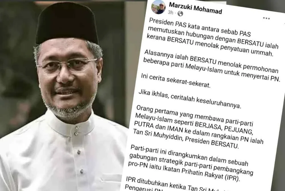 Kenyataan Marzuki di Facebook pada Sabtu.