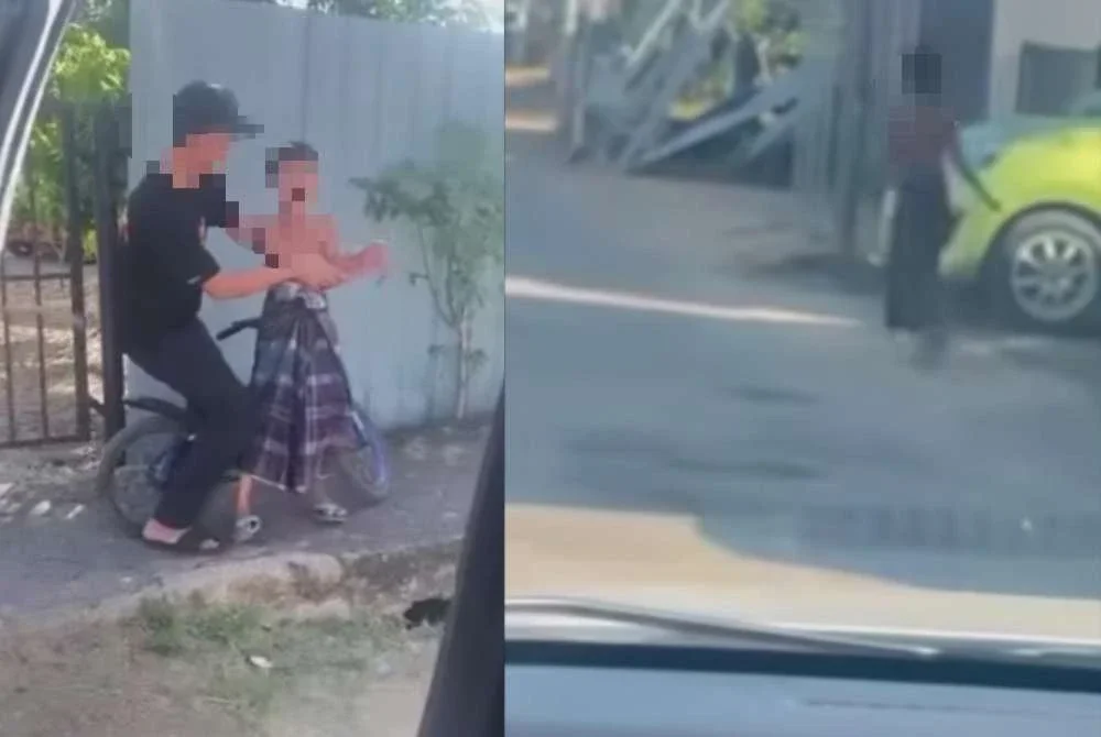 Tangkap layar video tular memaparkan seorang lelaki mengusik kanak-kanak warga asing dipercayai Rohingya yang ditularkan di media sosial.