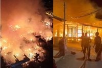 Kebakaran melibatkan lapan rumah kelas B dan sebuah motosikal dengan kemusnahan 100 peratus. Foto pengguna media sosial