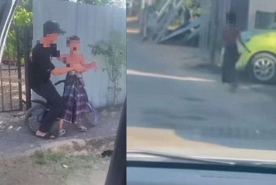Tangkap layar video tular memaparkan seorang lelaki mengusik kanak-kanak warga asing dipercayai Rohingya yang ditularkan di media sosial.