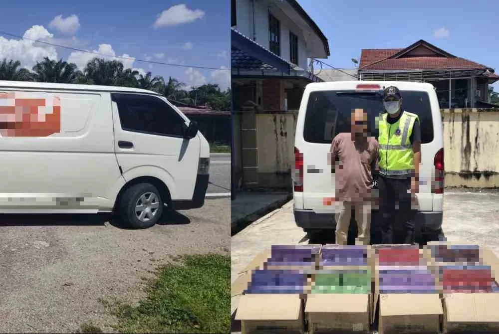 Rampasan itu dilakukan selepas anggota PGA menahan sebuah van Toyota Hiace yang berada dalam keadaan mencurigakan di sekatan jalan raya Lalang Pepuyu. Foto PGA