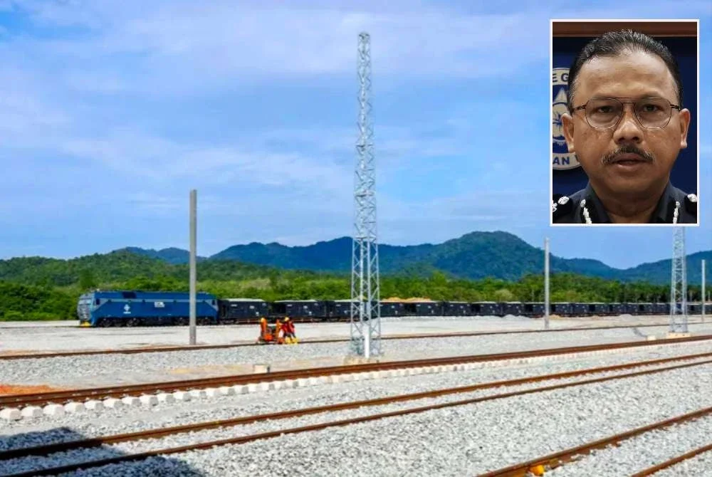 Mohd Yusoff (gambar kecil) memberitahu, polis Kelantan menumpaskan sindiket yang dipercayai aktif mencuri kabel projek ECRL sejak Februari lalu selepas menahan dua lelaki, sekali gus menyelesaikan empat kes kecurian yang menyebabkan kerugian keseluruhan RM200,000. Foto: UPKN