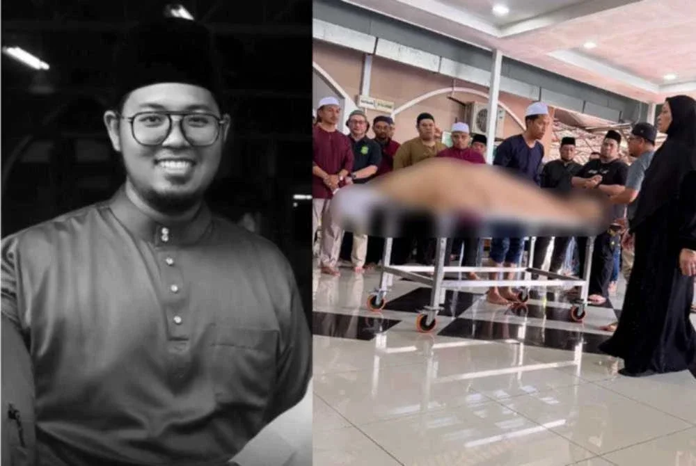 Jenazah Allahyarham Ahmad Haziq dibawa ke Masjid Al-Firdaus Bandar Baru Selayang untuk dimandikan sebelum disolatkan di masjid itu pada Isnin.