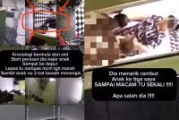 Tangkap layar video amah bertindak kasar dengan anak majikan yang dikongsi di media sosial.