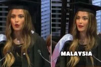 Noor Azizah ketika berucap dalam majlis graduasi di University of Sydney pada tahun lalu. Kredit foto Instagram/noor.azizah.rohingya.