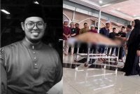 Jenazah Allahyarham Ahmad Haziq dibawa ke Masjid Al-Firdaus Bandar Baru Selayang untuk dimandikan sebelum disolatkan di masjid itu pada Isnin.