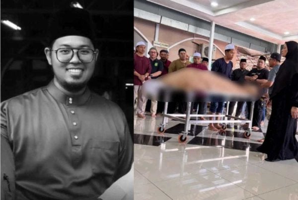 Jenazah Allahyarham Ahmad Haziq dibawa ke Masjid Al-Firdaus Bandar Baru Selayang untuk dimandikan sebelum disolatkan di masjid itu pada Isnin.