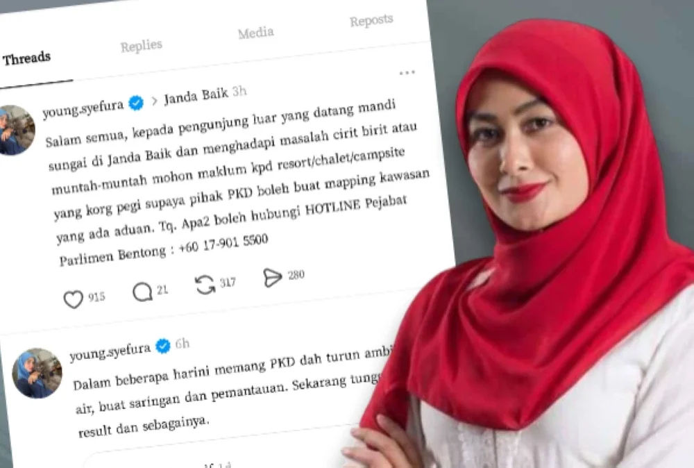 Tangkap layar hantaran Young Syefura yang orang ramai yang mengalami cirit-birit atau muntah-muntah selepas mandi sungai di Janda Baik supaya menyalurkan maklumat kepada pihak berkaitan.
