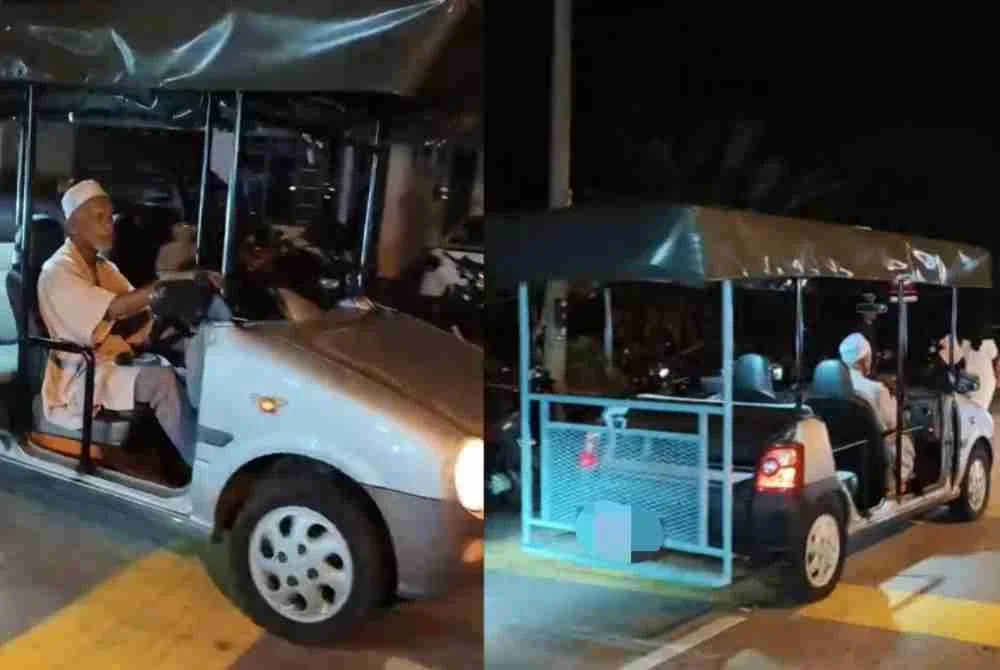 Wak Hashim mengubah suai kereta lama yang digunakan untuk mengambil jemaah yang menghadiri ceramah agama.
