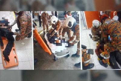 Anggota bomba mengambil masa kurang satu jam untuk mengeluarkan kedua-dua mangsa yang cedera parah. - FOTO: Bomba Melaka 