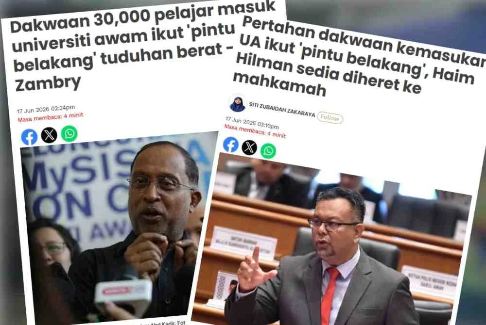 Laporan Sinar Harian berkaitan isu sistem kemasukan ke universiti awam. 