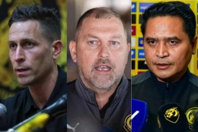 FAM pada Khamis mengumumkan kontrak Rob Friend (kiri), Peter Cklamovski (tengah) dan Nafuzi Zain ditamatkan.