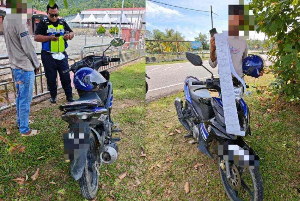 JPJ menahan seorang lelaki Rohingya di Serdang kerana tidak memiliki Lesen Memandu Kompeten, memandu secara tidak berhemah, selain motosikal dikesan mempunyai kesalahan teknikal. Foto JPJ
