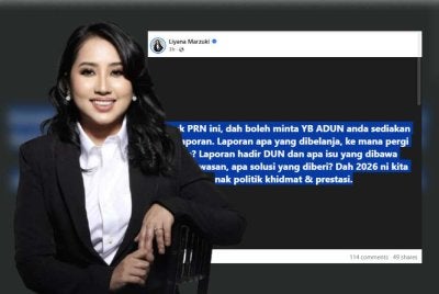 Hantaran Facebook Liyana pada Jumaat.
