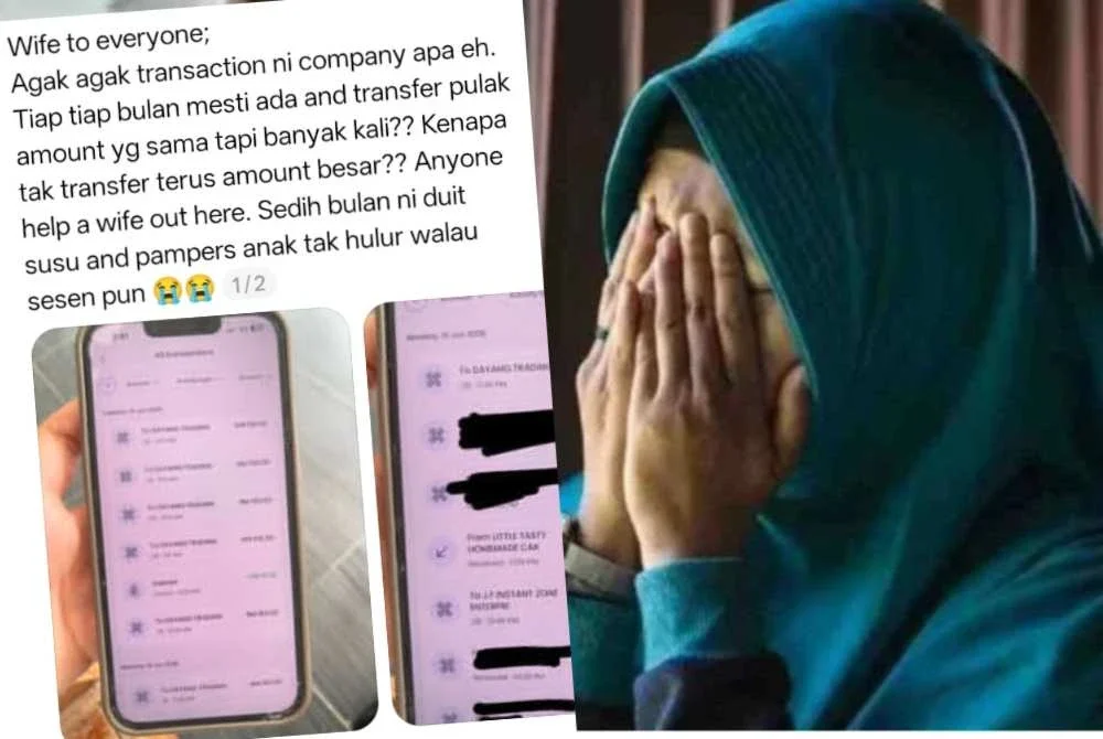 Seorang wanita meluahkan kebimbangan terhadap transaksi kewangan dipercayai milik suaminya yang didakwa berlaku berulang kali setiap bulan dengan jumlah yang sama.