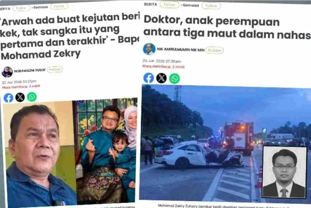 Dalam nahas melibatkan tiga kenderaan kira-kira jam 6 petang semalam itu, tiga termasuk seorang doktor dilaporkan meninggal dunia manakala enam lagi cedera.