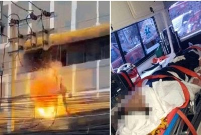 Seorang bekerja melecur akibat terkena renjatan elektrik ketika mengecat. 