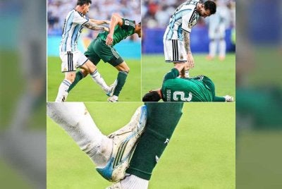 Messi tidak dikenakan sebarang tindakan selepas memijak betis kapten Algeria, Aissa Mandi. Foto: Agensi