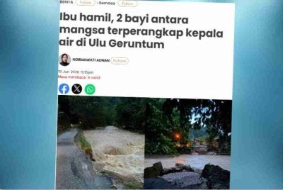 Seramai 20 mangsa, termasuk tiga bayi dan ibu mengandung yang terkandas akibat kejadian kepala air di Kampung Ulu Geruntum, Kuala Razila, Gopeng semalam berjaya dipindahkan ke PPS di Dewan Bandaraya Gopeng hari ini.