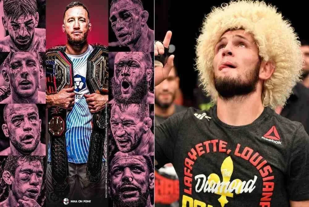 Muka Khabib tidak mengalami sebarang kecederaan selepas bertarung dengan Justin Gaethje di UFC 254 pada 2020. Foto Agensi