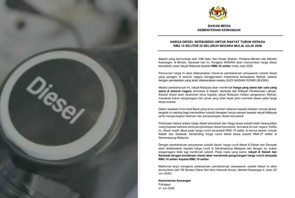 Kenyataan rasmi dikeluarkan pada Ahad