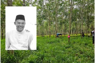 Lokasi mayat mangsa ditemukan dalam sebuah kebun getah di Felda Teloi Timur, Sik.