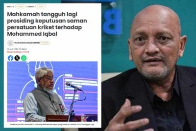 Laporan Sinar Harian pada 12 Jun berhubung keputusan saman dikemukakan MCA terhadap beberapa bekas pemimpin badan induk itu ditangguhkan sekali lagi. Gambar kanan: Pekan 