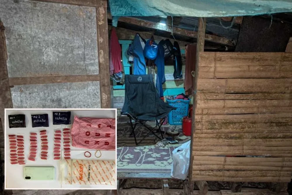 Suspek berusia 34 tahun itu ditahan bersama 600 biji pil Yaba bernilai RM6,000 dalam serbuan Op Taring Wawasan pada Isnin.Foto:PGA