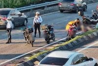 Gambar tular memaparkan keadaan di lokasi kemalangan di Jalan Kuching menghala ke susur masuk Bulatan Kepong di sini pada Selasa.