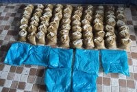 Antara bekalan air ketum yang dirampasa dalam serbuan di pelabuhan Tok Bali Pasir Puteh pada Selasa. 