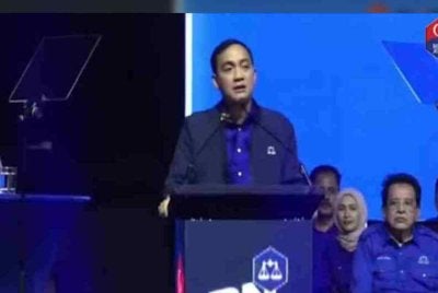 Onn Hafiz ketika Majlis Pelancaran Jentera Barisan Nasional (BN) bagi Pilihan Raya Negeri (PRN) Johor di Johor Bahru pada Ahad.