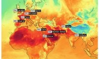 Suhu yang direkodkan Paris dan kebanyakan negara di Eropah menyamai atau melebihi dari wilayah di Asia Barat. Foto Al Jazeera.