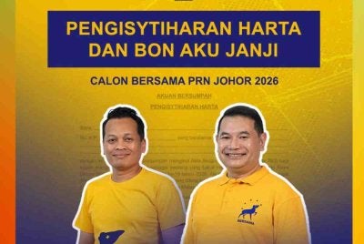 Bersama mewajibkan calon parti bertanding PRN Johor untuk mengisytihar harta dan bon aku janji.