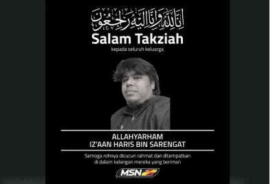 Iz'aan Haris meninggal dunia selepas rebah dan tidak sedarkan diri ketika bermain boling di sebuah pusat boling pada Rabu.