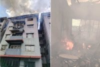 Keadaan kebakaran sebuah unit pangsapuri di Taman Pinggiran Putra di sini pada Jumaat.