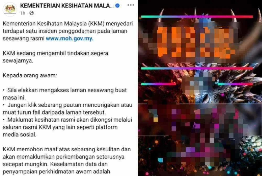 KKM memuat naik hantaran mengesahkan laman web rasmi kementerian telah digodam.