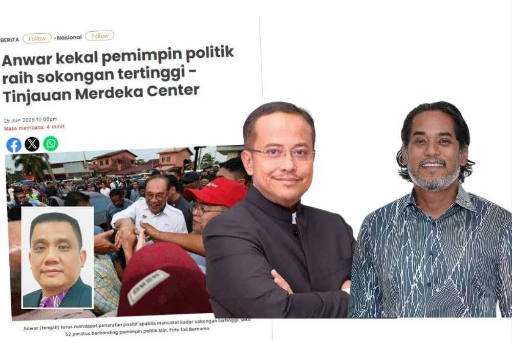 Laporan Sinar Harian berhubung Tinjauan Merdeka Center - Anwar kekal pemimpin politik raih sokongan tertinggi 