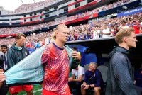 Haaland (tengah) antara 10 pemain utama yang tidak disenaraikan dalam kesebelasan utama Norway ketika menentang Perancis. Foto Agensi